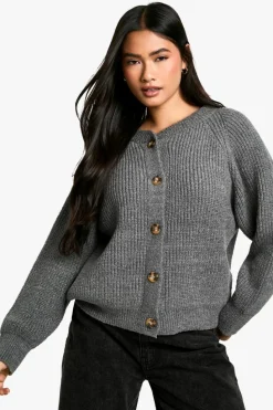 Cardigans|Jumpers & Cardigans*boohoo Soft Rib Knit Bomber Cardigan charcoal