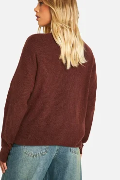 Jumpers|Jumpers & Cardigans*boohoo Soft Rib Knit Crew Neck Jumper chocolate