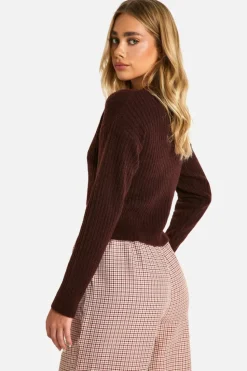 Jumpers|Jumpers & Cardigans*boohoo Soft Rib Knit Crop Jumper chocolate
