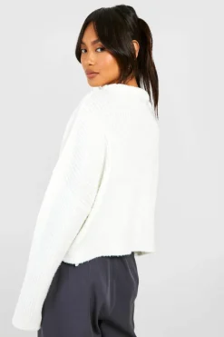 Jumpers*boohoo Soft Rib Knit High Neck Jumper ivory