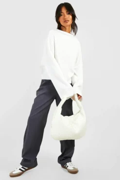 Jumpers*boohoo Soft Rib Knit High Neck Jumper ivory