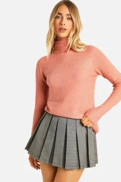 Jumpers*boohoo Soft Rib Knit Roll Neck Jumper coral