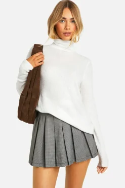 Jumpers*boohoo Soft Rib Knit Roll Neck Jumper ecru