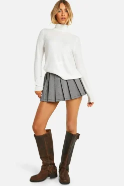 Jumpers*boohoo Soft Rib Knit Roll Neck Jumper ecru