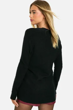 Cardigans|Jumpers & Cardigans*boohoo Soft Rib Knit Slouchy Boyfriend Cardigan black