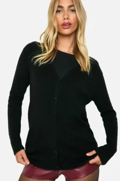 Cardigans|Jumpers & Cardigans*boohoo Soft Rib Knit Slouchy Boyfriend Cardigan black