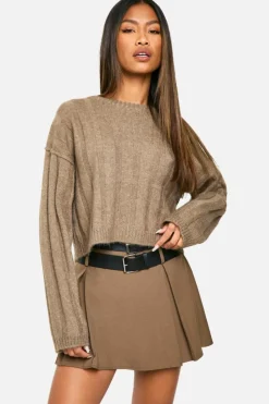 Jumpers|Jumpers & Cardigans*boohoo Soft Wide Rib Exposed Seam Crop Jumper mocha