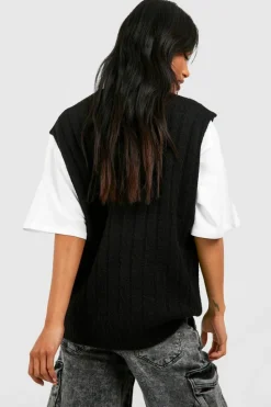 Jumpers|Jumpers & Cardigans*boohoo Soft Wide Rib Knitted Tank black