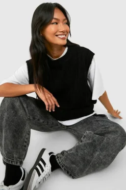 Jumpers|Jumpers & Cardigans*boohoo Soft Wide Rib Knitted Tank black