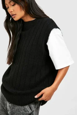 Jumpers|Jumpers & Cardigans*boohoo Soft Wide Rib Knitted Tank black