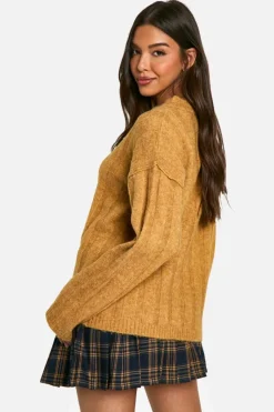 Oversized Jumpers|Jumpers*boohoo Soft Wide Rib Oversized Jumper mustard
