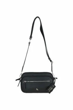 Cross-Body Bags*Ashwood Leather Sogno di Cuoio' Compact Twin Zip Crossbody Bag Black