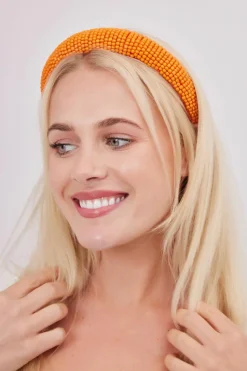 Hair Accessories*My Accessories London Solid Beaded headband Orange
