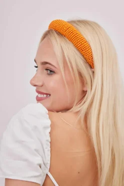 Hair Accessories*My Accessories London Solid Beaded headband Orange