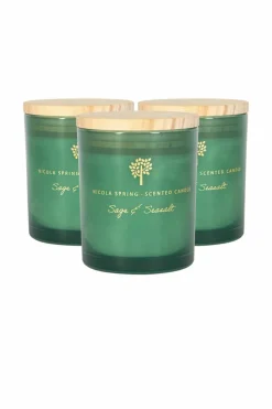 Candles & Diffusers|Candles*Nicola Spring Soy Wax Scented Candles - 130g - Sage & Seasalt - Pack of 3 Green