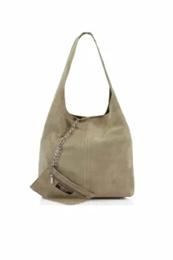 Handbags|Tote Bags*Kitise Spacious Slouch Genuine Italian Suede Tote Handbag Beige