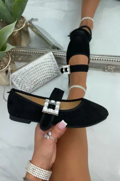Ballet Flats|Flats*Love Lemonade Sparkly Buckle Mary Jane Ballet Flats Black