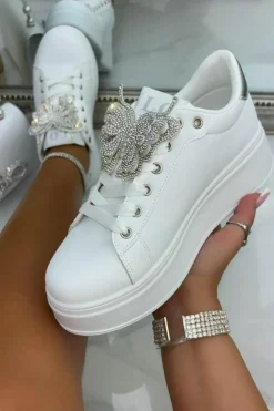 Trainers*Love Lemonade Sparkly Butterfly Platform Trainers White