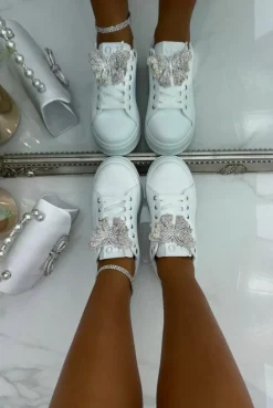 Trainers*Love Lemonade Sparkly Butterfly Platform Trainers White