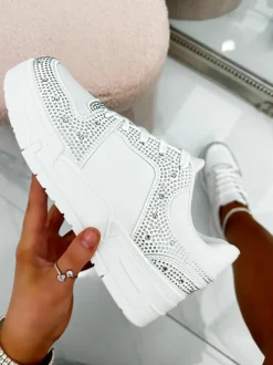 Trainers*Love Lemonade Sparkly Crystal Embellished Air Trainers Silver
