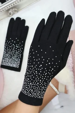 Hats & Gloves|Hats & Gloves*Love Lemonade Sparkly Crystal Shine Gloves Black