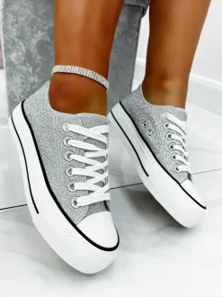 Trainers*Love Lemonade Sparkly Glitter Canvas Trainers Silver