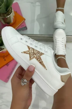 Trainers*Love Lemonade Sparkly Glitter Star Trainers White