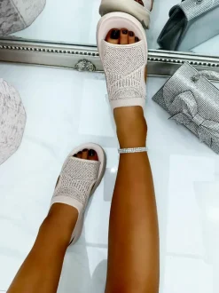Sandals*Love Lemonade Sparkly Stretch Sock Sandals Baby Pink