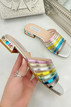 Sandals*Love Lemonade Sparkly Treasure Heel Sliders Silver