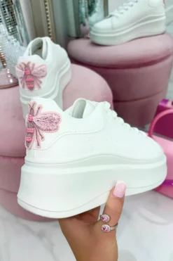 Trainers*Love Lemonade Sparkly Trim Bumble Bee Chunky Trainers Pink