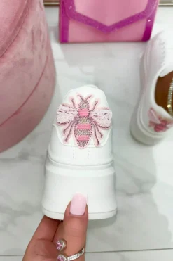 Trainers*Love Lemonade Sparkly Trim Bumble Bee Chunky Trainers Pink