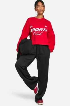 Sweatshirts|Hoodies & Sweatshirts*boohoo Sports Club Slogan Boxy Oversized Crew Neck Sweatshirt red