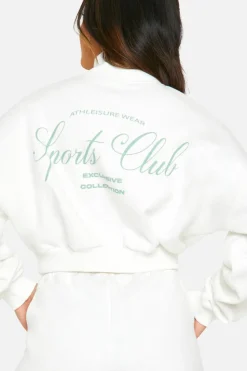 Sweatshirts|Hoodies & Sweatshirts*boohoo Sports Club Slogan Half Zip Seam Detail Cropped Oversized Sweatshirt ecru