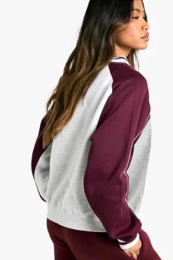 Sweatshirts|Hoodies & Sweatshirts*boohoo Sports Club Slogan Raglan V Neck Sweatshirt ash grey