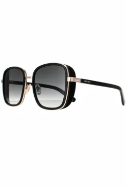 Sunglasses*Jimmy Choo Square Black Grey Gradient Elva/S Sunglasses Gold