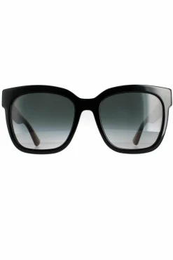 Sunglasses*Gucci Square With Green and Red Glitter Grey Gradient GG0034SN Sunglasses Black
