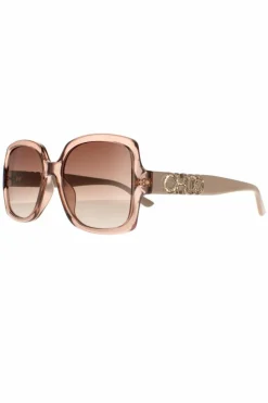 Sunglasses*Jimmy Choo Square Crystal Nude Brown Gradient Sunglasses Beige
