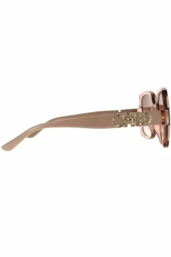 Sunglasses*Jimmy Choo Square Crystal Nude Brown Gradient Sunglasses Beige