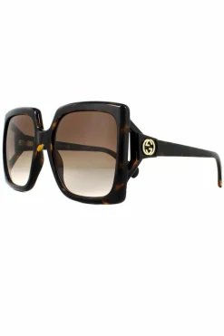 Sunglasses*Gucci Square Dark Havana Gradient Sunglasses Brown