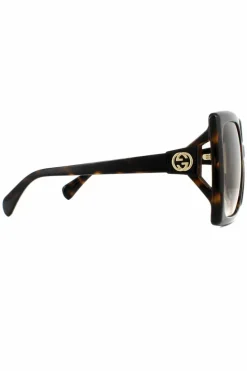 Sunglasses*Gucci Square Dark Havana Gradient Sunglasses Brown