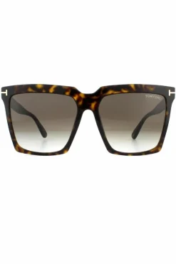 Sunglasses*Tom Ford Square Dark Havana Roviex Gradient Sunglasses Brown