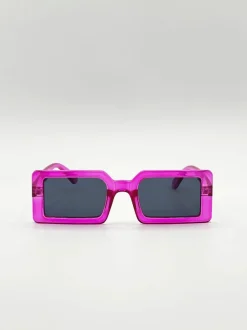 Sunglasses*SVNX Square Frame Sunglasses in Hot with Black Lens Pink