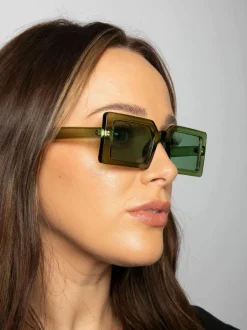 Sunglasses*SVNX Square Frame Sunglasses in with lens Green