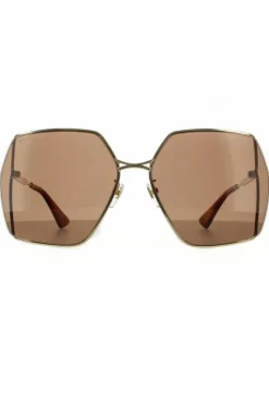 Sunglasses*Gucci Square Brown Sunglasses Gold