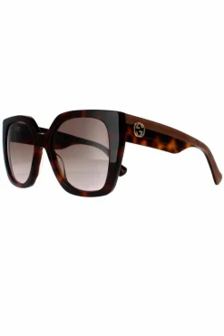 Sunglasses*Gucci Square Havana Crystal Gradient GG1300S Brown