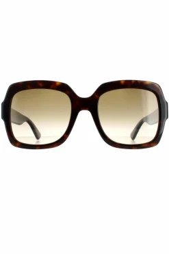 Sunglasses*Gucci Square Havana Glitter Blue and Red Gradient GG0036SN Brown