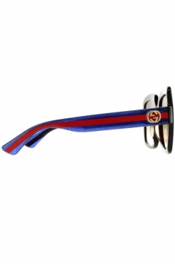 Sunglasses*Gucci Square Havana Glitter Blue and Red Gradient GG0036SN Brown