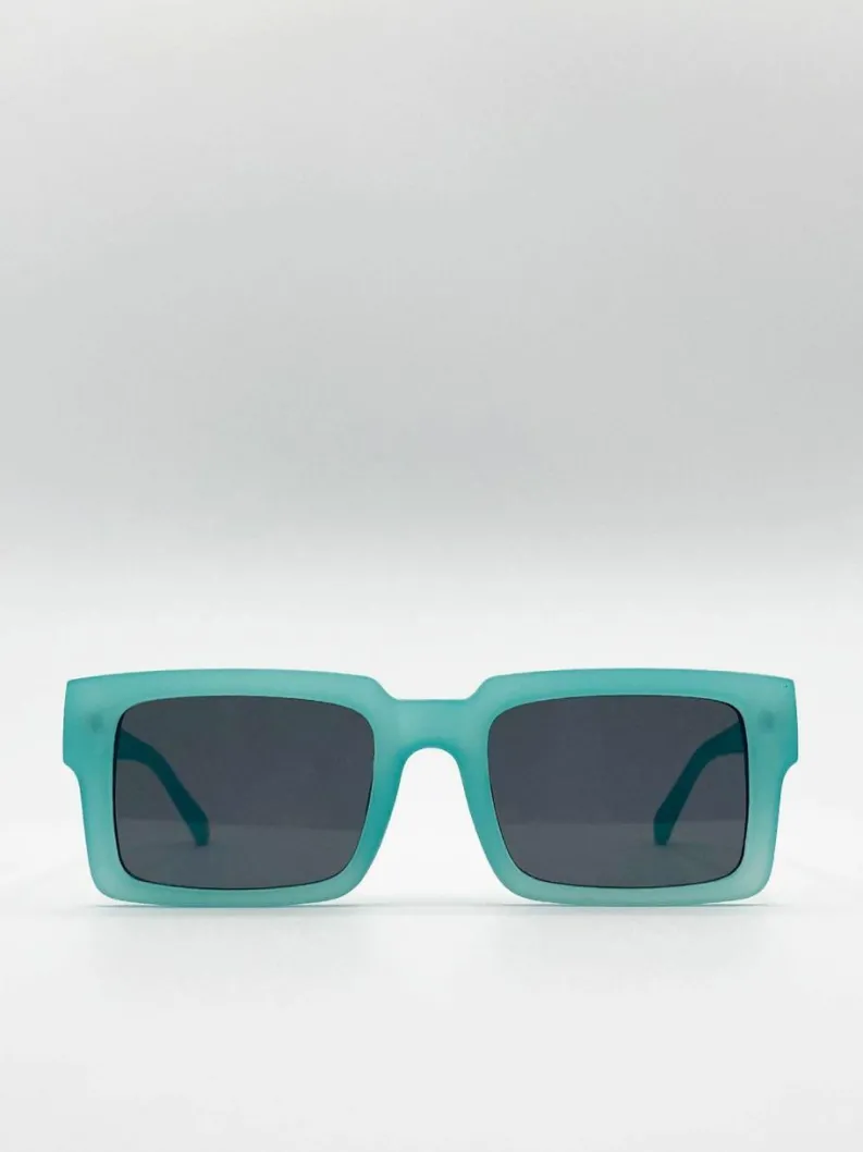 Sunglasses*SVNX Square Matte Crystal Frame Sunglasses Mint
