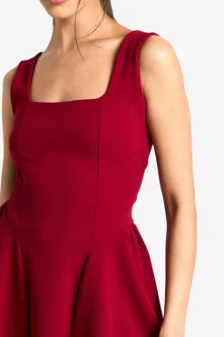 Skater Dresses*boohoo Square Neck Full Skirt Mini Dress wine