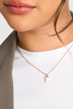 Necklaces*boohoo Square Opal Stone Necklace gold